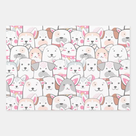 Cute Dogs Wrapping Paper Set (Voorkant)