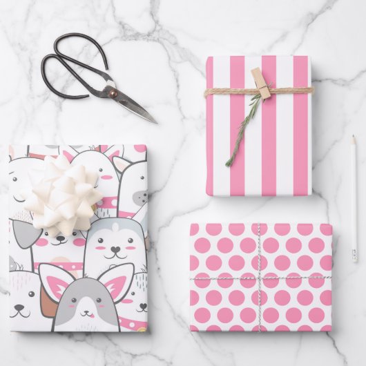 Cute Dogs Wrapping Paper Set (Voorkant)