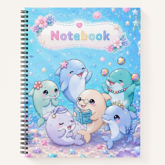 Cute Dolfijn Vrienden Hardcover Notitieboek (Voorkant)
