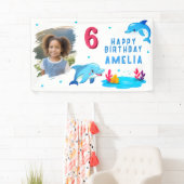 Cute Dolfijn Zee Dieren Foto Verjaardagsfeestje Spandoek (Insitu)