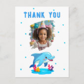 Cute Dolfijn Zee Dieren Verjaardag Kind 2 Foto Briefkaart (Voorkant)