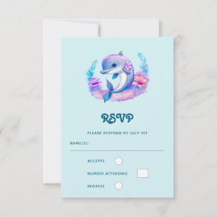Cute Dolfijn Zeewezen Bruiloft RSVP Kaartje