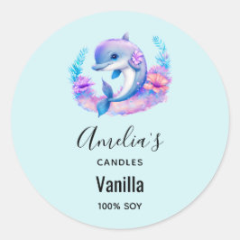 Cute Dolfijn Zeewezen - Kaarsenbedrijf Ronde Sticker