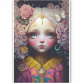 Cute Doll Girl Pink Hair Sticker (Voorkant)