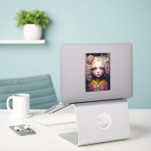 Cute Doll Girl Pink Hair Sticker (Laptop op bureau)