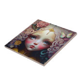 Cute Doll Girl Pink Hair Tegeltje (Zijkant)