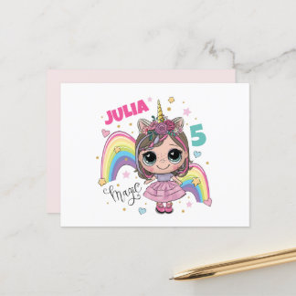 Cute Doll Girl Thank you card Briefkaart