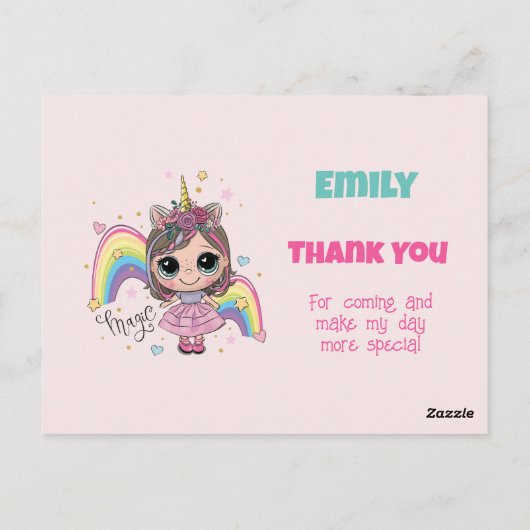 Cute Doll Girl Thank you card Briefkaart (Achterkant)