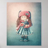 Cute Doll Illustration. Nursery Wall Art Poster (Voorkant)