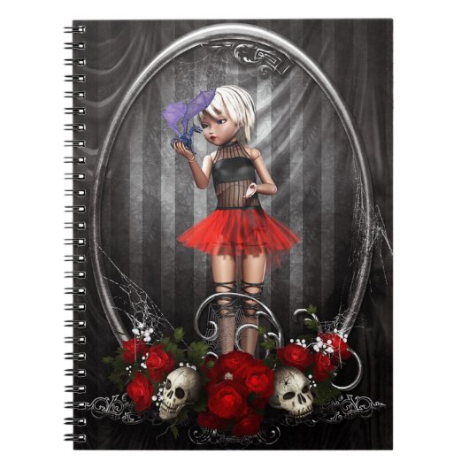Cute Doll met Draak en Skulls Notitieboek (Voorkant)