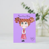 Cute Doll met roze Briefkaart (Staand voorkant)