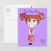 Cute Doll met roze Briefkaart (Voorkant / Achterkant)