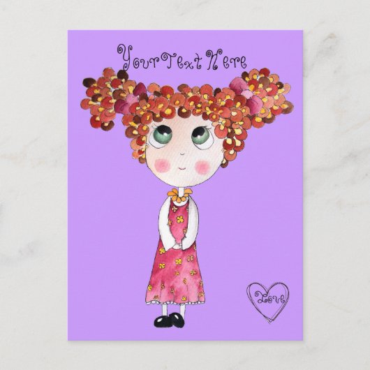 Cute Doll met roze Briefkaart (Voorkant)