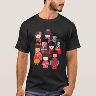 Cute Dolls Festival Hinamatsuri in viering van T-shirt