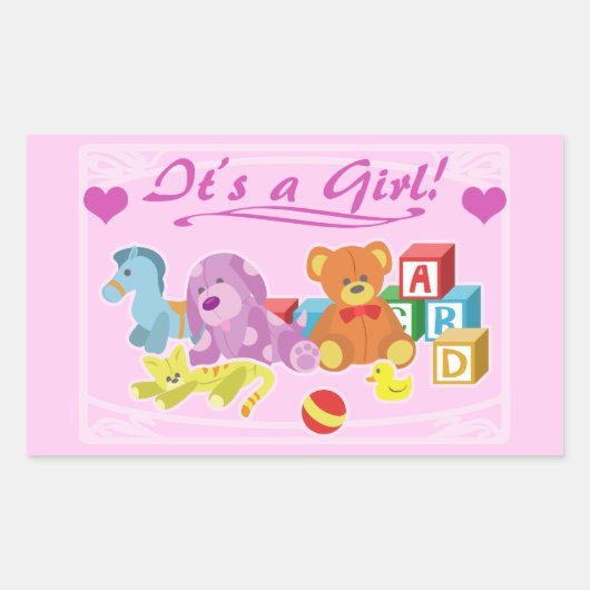 Cute Dolls - Het is een meisje! Rechthoekige Sticker (Voorkant)