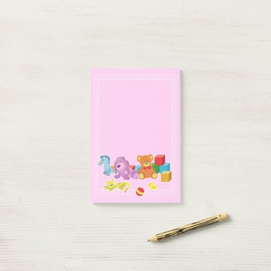 Cute Dolls (roze) Post-it® Notes (Op bureau)