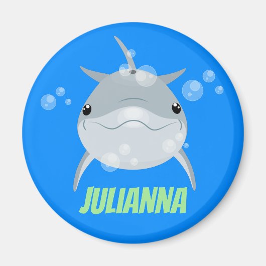 Cute dolphin bubbles cartoon illustratie magneet (Voorkant)