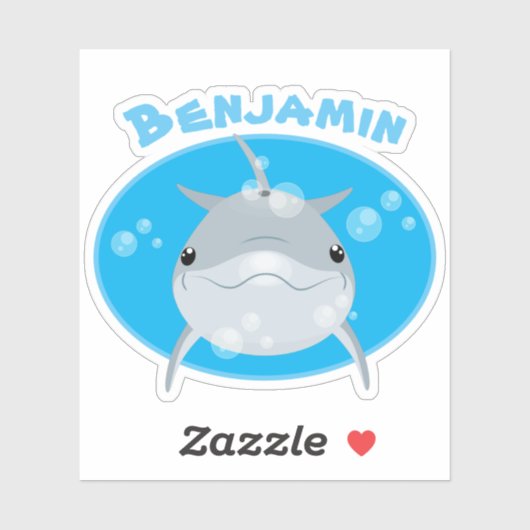 Cute dolphin bubbles cartoon illustratie sticker (Vel)