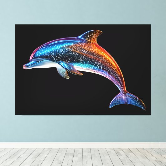 Cute Dolphin Canvas Afdruk (Insitu (Houten vloer))
