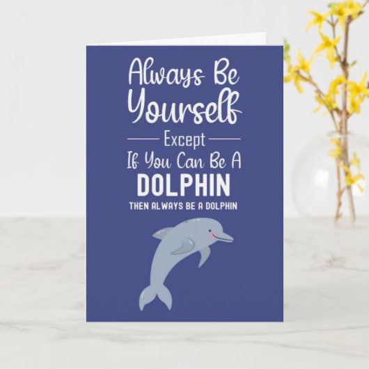 Cute Dolphin Cards Funny Ocean Sea Animal Kaart (Gele Bloem)