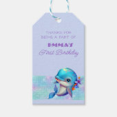 Cute Dolphin Iridescent 1st Birthday Favor Cadeaulabel (Voorkant)
