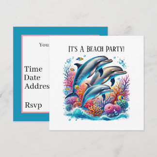 Cute dolphin lovers party kaart