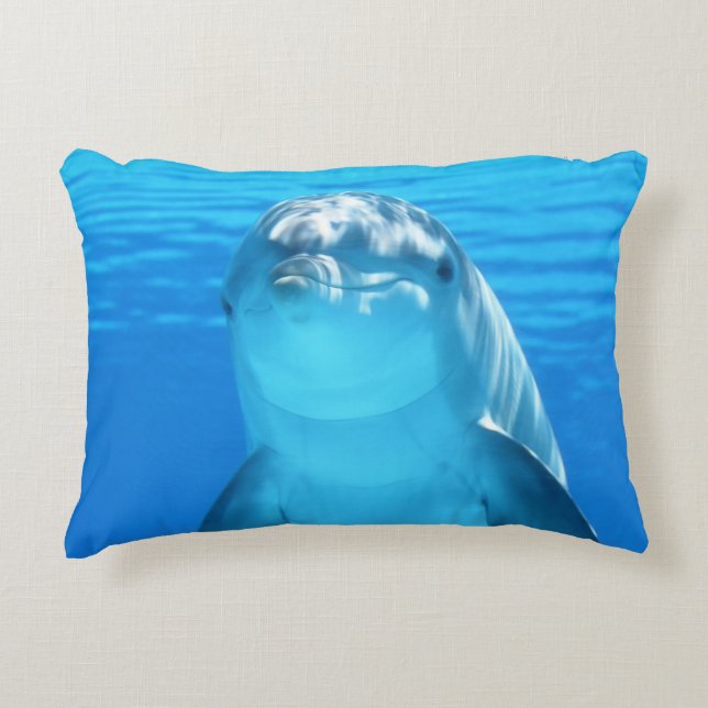 Cute Dolphin Marine Animal in Blue Zee Accent Kussen (Voorkant)
