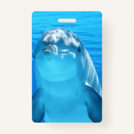 Cute Dolphin Marine Animal in Blue Zee Badge