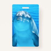 Cute Dolphin Marine Animal in Blue Zee Badge (Achterkant)