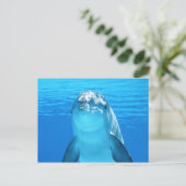 Cute Dolphin Marine Animal in Blue Zee Briefkaart (Staand voorkant)