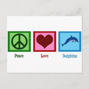 Cute Dolphin Mascot Peace Love Dolphins Briefkaart