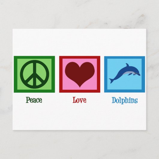 Cute Dolphin Mascot Peace Love Dolphins Briefkaart (Voorkant)