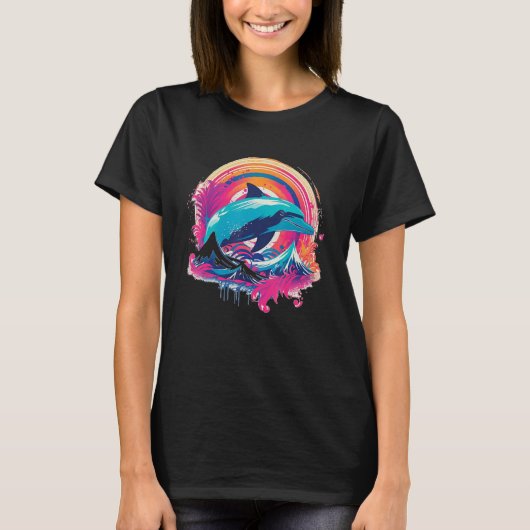 Cute Dolphin Men Women Kids Aquatic Ocean 10 T-shirt (Voorkant)
