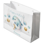 Cute Dolphin met bubbels Groot Cadeauzakje (Voorkant Gekanteld)