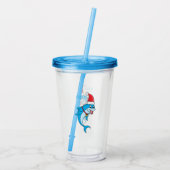 Cute dolphin met Santa hat cartoon Acryl Drinkbeker (Achterkant)
