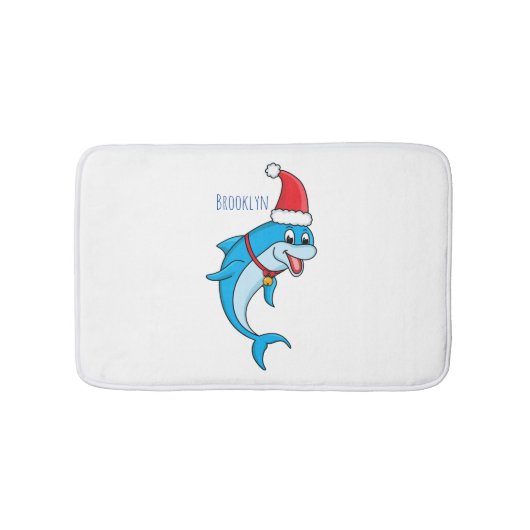 Cute dolphin met Santa hat cartoon Badmat (Voorkant)