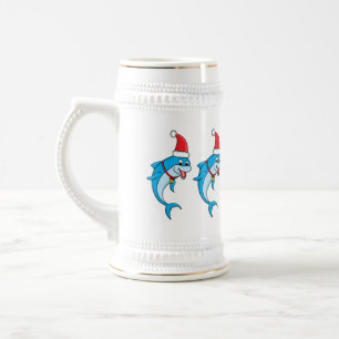Cute dolphin met Santa hat cartoon Bierpul
