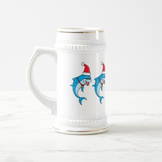 Cute dolphin met Santa hat cartoon Bierpul (Links)