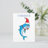 Cute dolphin met Santa hat cartoon Briefkaart (Staand voorkant)