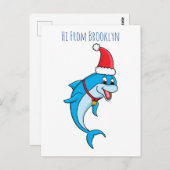 Cute dolphin met Santa hat cartoon Briefkaart (Voorkant / Achterkant)