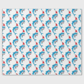 Cute dolphin met Santa hat cartoon Cadeaupapier (Vlak)