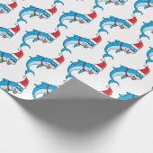 Cute dolphin met Santa hat cartoon Cadeaupapier (Hoek)