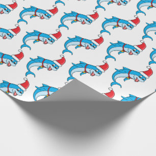 Cute dolphin met Santa hat cartoon Cadeaupapier