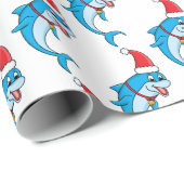 Cute dolphin met Santa hat cartoon Cadeaupapier (Rol Hoek)