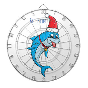 Cute dolphin met Santa hat cartoon Dartbord