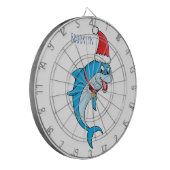Cute dolphin met Santa hat cartoon Dartbord (Voorkant Links)