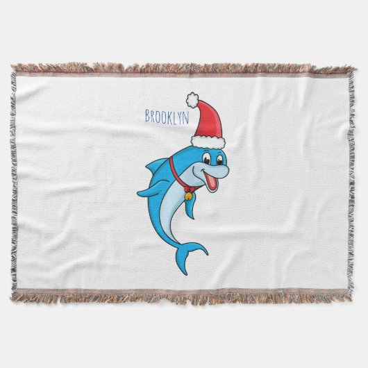 Cute dolphin met Santa hat cartoon Deken (Voorkant)