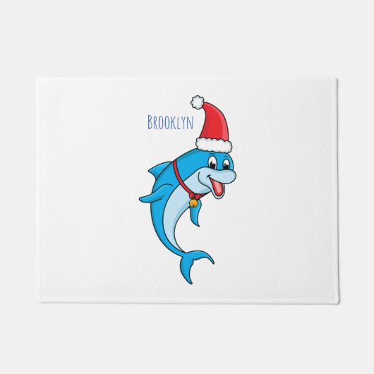 Cute dolphin met Santa hat cartoon Deurmat (Voorkant)