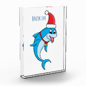 Cute dolphin met Santa hat cartoon Fotoblokken (Links)