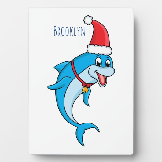 Cute dolphin met Santa hat cartoon Fotoplaat (voorkant)